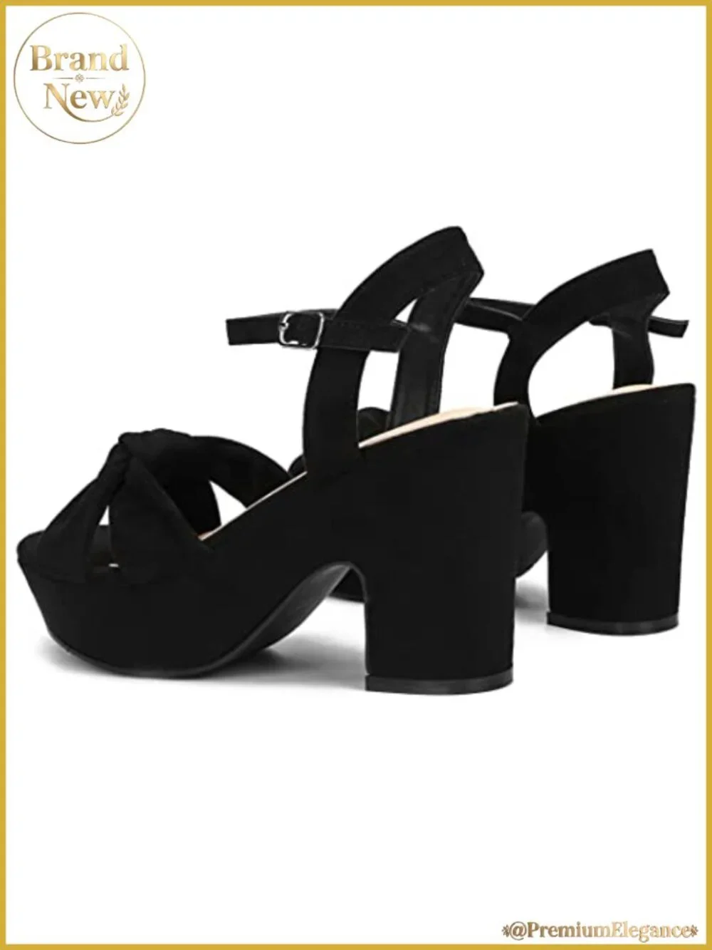Suede Platform Heels Chunky Wedge Knotted Ankle Strap Sandals 3.74in Heel